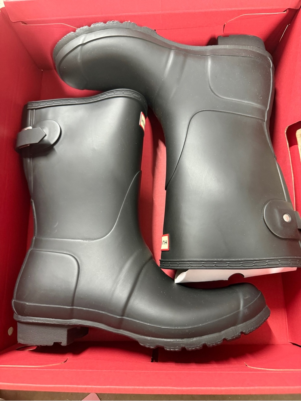 Hunter Black Matte Short Rain Boots Size 10